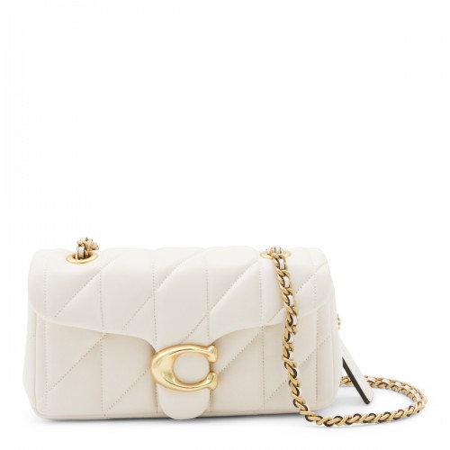 WHITE LEATHER QUILTED TABBY SHOULDER BAG 20