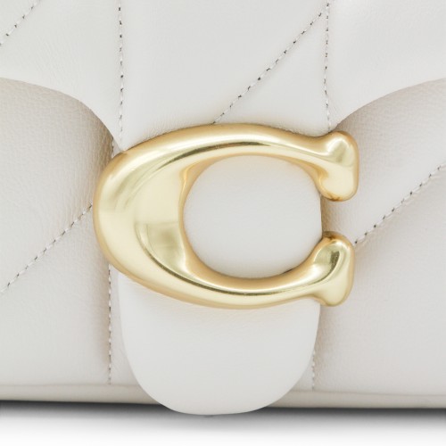 WHITE LEATHER QUILTED TABBY SHOULDER BAG 20