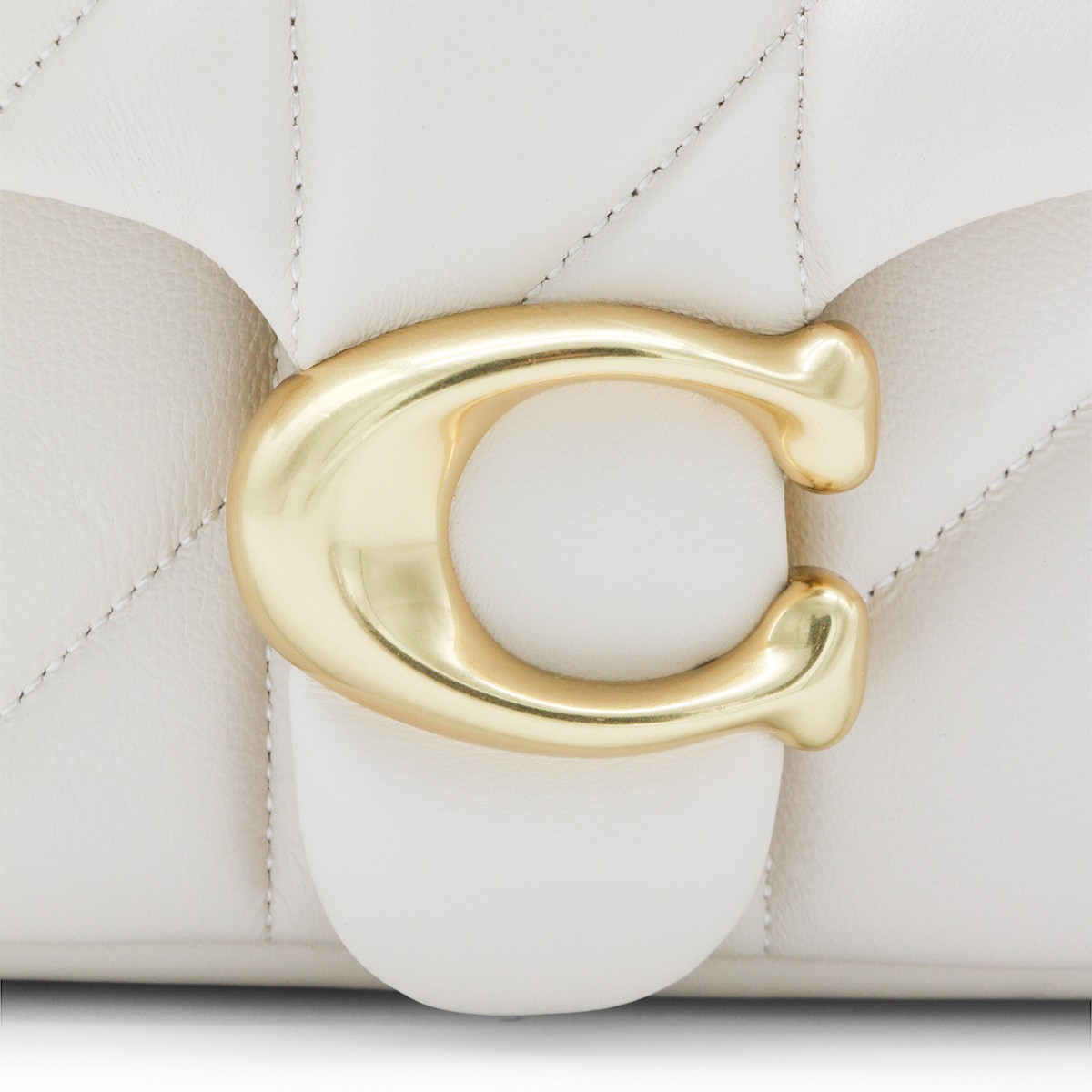 WHITE LEATHER QUILTED TABBY SHOULDER...