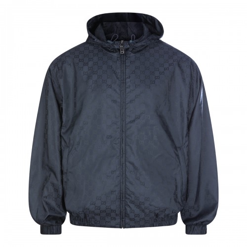 NAVY NYLON CASUAL JACKET
