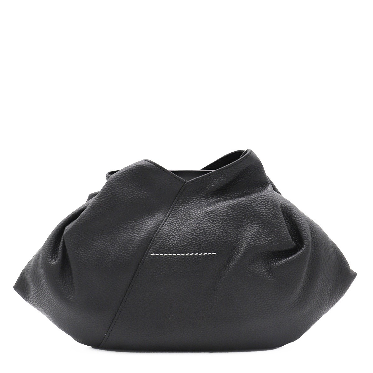 BLACK LEATHER TOP HANDLE BAG