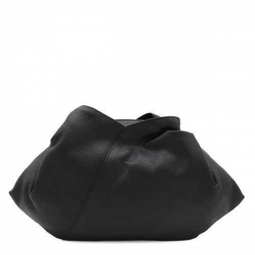 BLACK LEATHER TOP HANDLE BAG