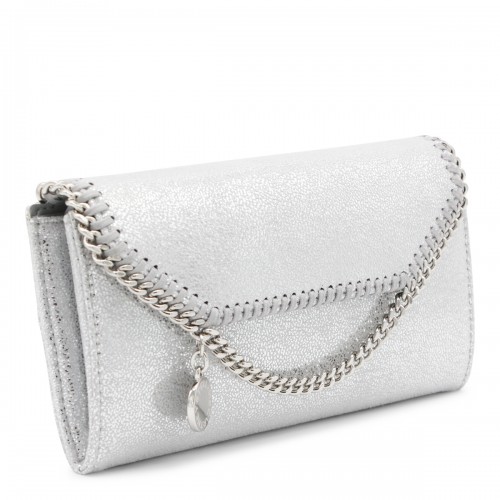 SILVER FAUX LEATHER CONTINENTAL WALLET CROSSBODY BAG