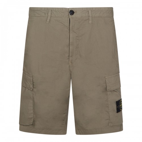 MILITARY GREEN COTTON SHORTS