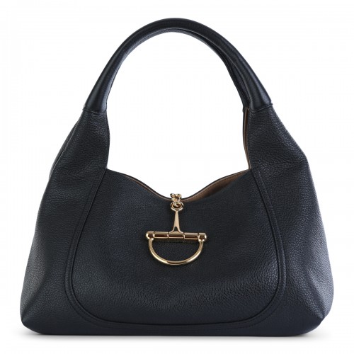 BLACK LEATHER SOFTBIT TOTE BAG