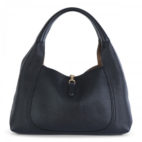 BLACK LEATHER SOFTBIT TOTE BAG