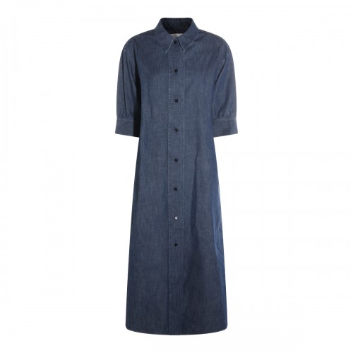 INDIGO COTTON BUTTON LONG...