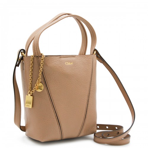 BEIGE LEATHER CHLOE SPIN TOTE 2