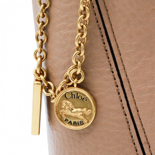 BEIGE LEATHER CHLOE SPIN TOTE