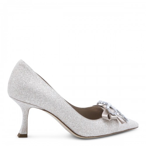 SILVER LEATHER AURIA 70 PUMPS