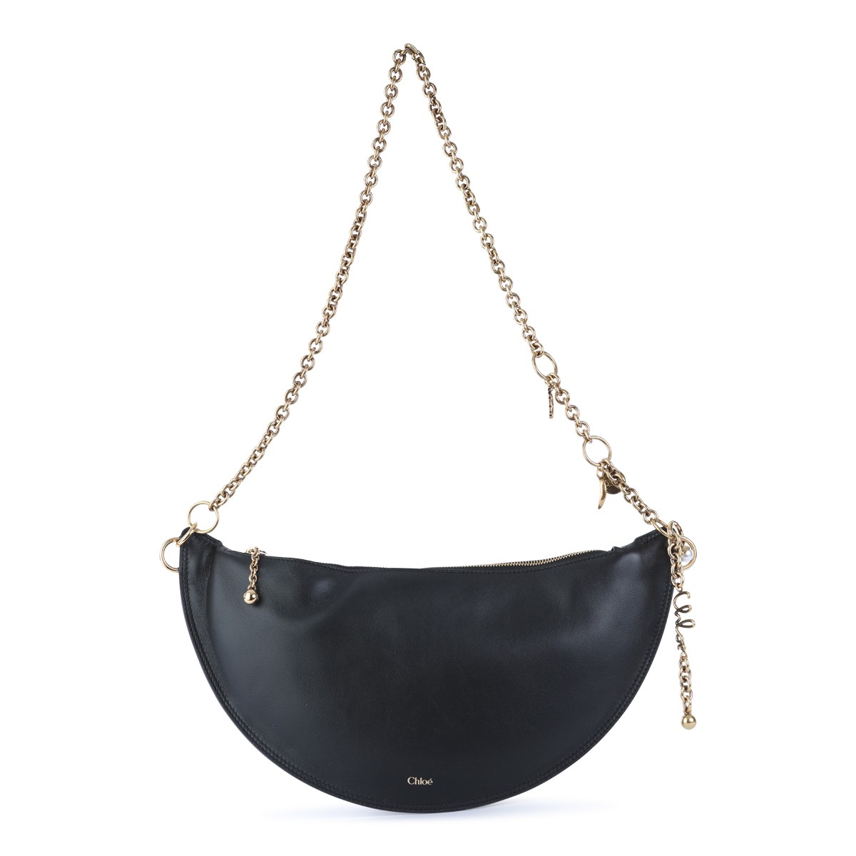 BLACK LEATHER ICONS SHOULDER BAG