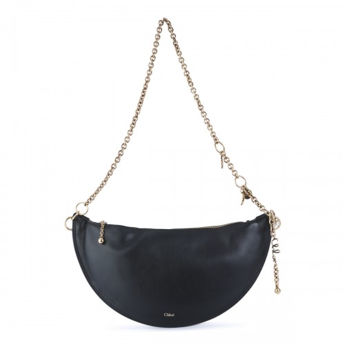 BLACK LEATHER ICONS SHOULDER BAG
