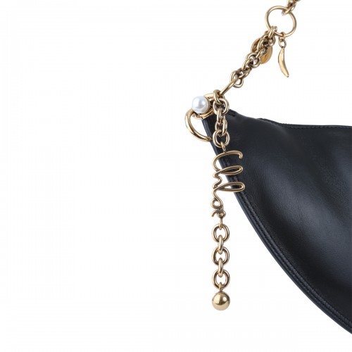 BLACK LEATHER ICONS SHOULDER BAG