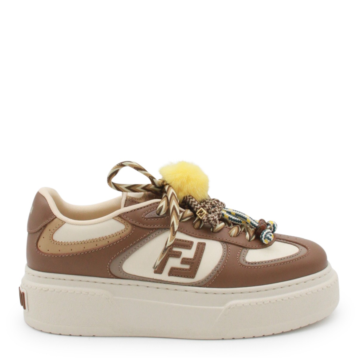 BROWN AND WHITE LEATHER MATCH SNEAKERS