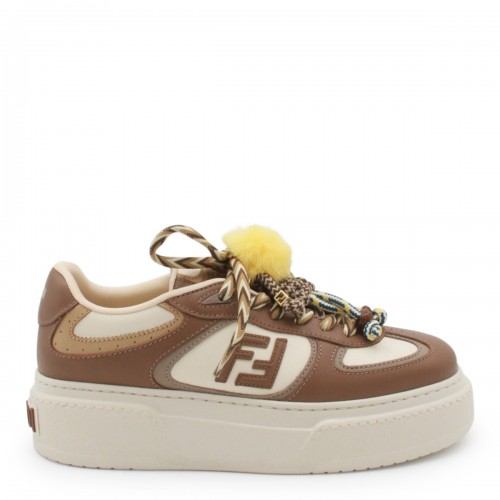 BROWN AND WHITE LEATHER MATCH SNEAKERS