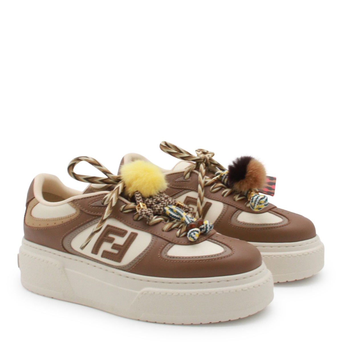 BROWN AND WHITE LEATHER MATCH SNEAKERS