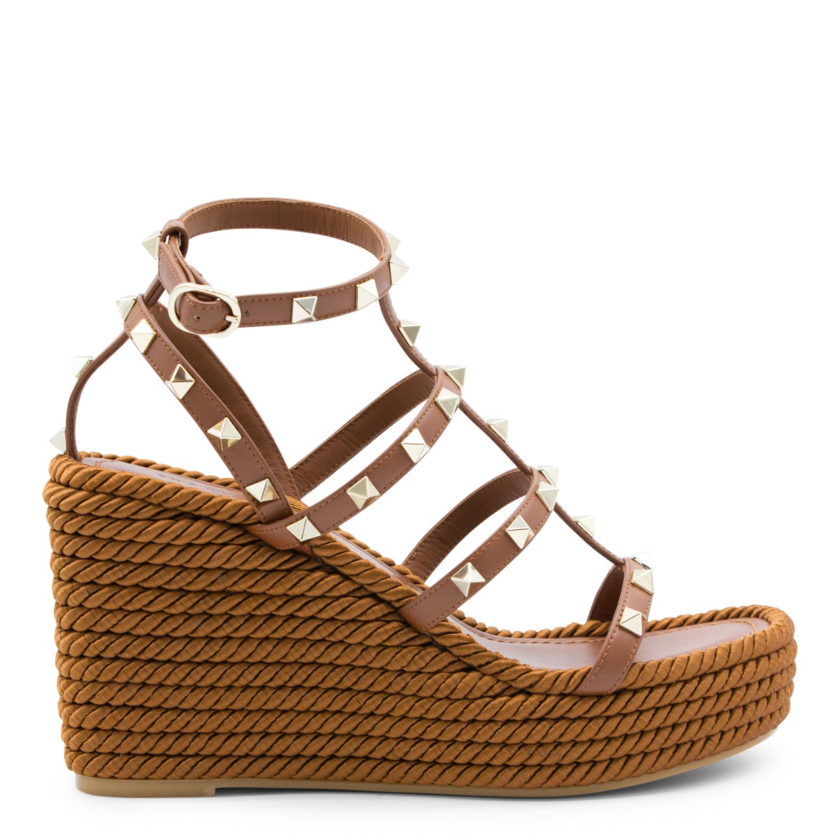 TOBACCO LEATHER ROCKSTUD ESPADRILLAS