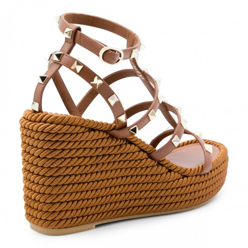 TOBACCO LEATHER ROCKSTUD ESPADRILLAS