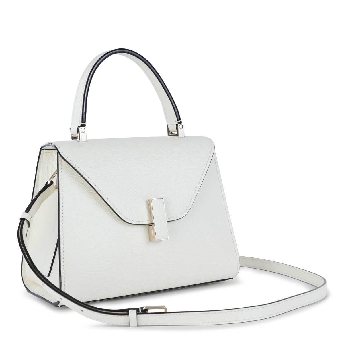 WHITE LEATHER ISIDE MINI TOP HANDLE BAG