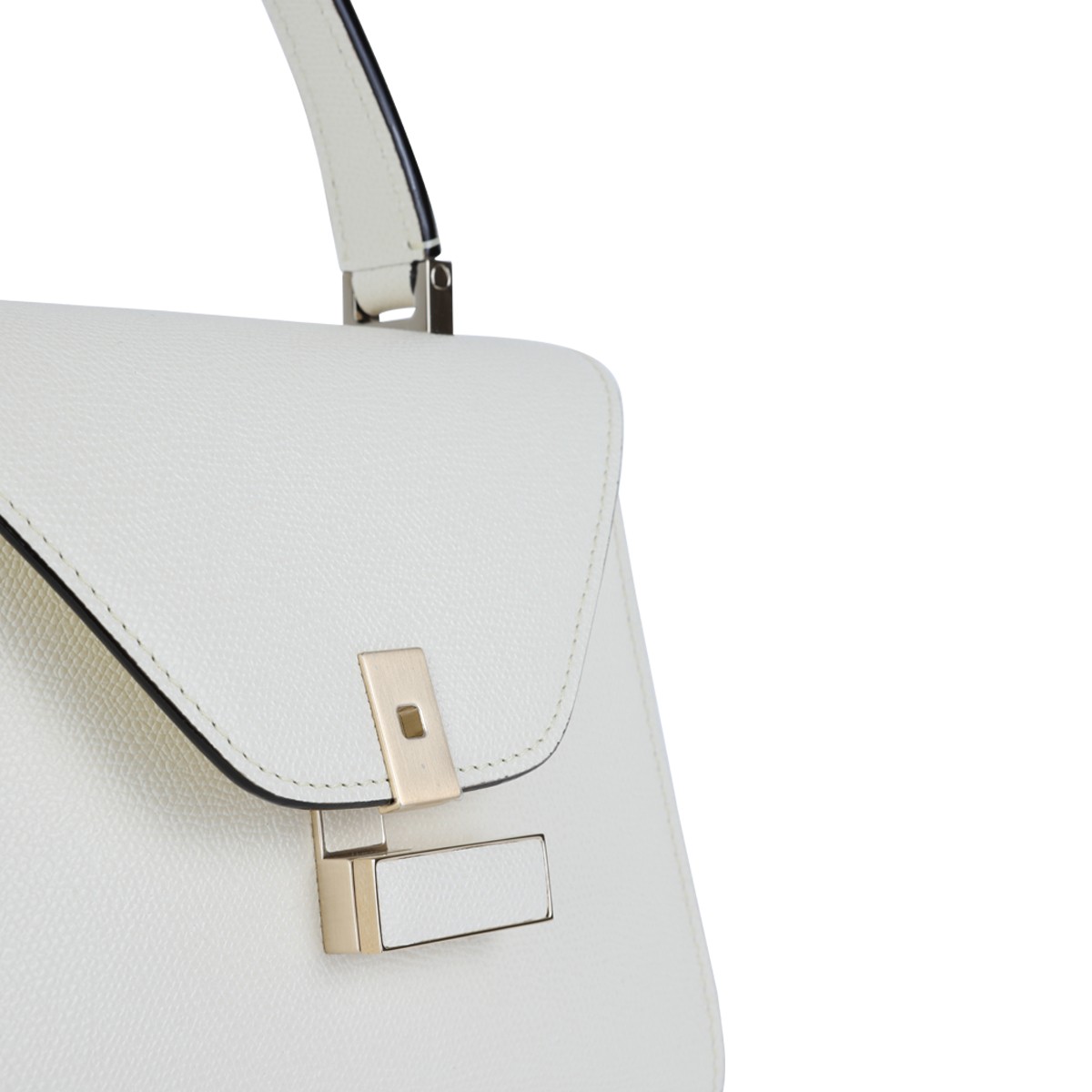 WHITE LEATHER ISIDE MINI TOP HANDLE BAG