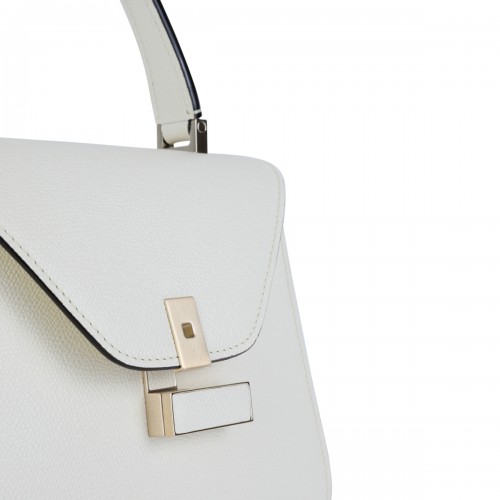 WHITE LEATHER ISIDE MINI TOP HANDLE BAG