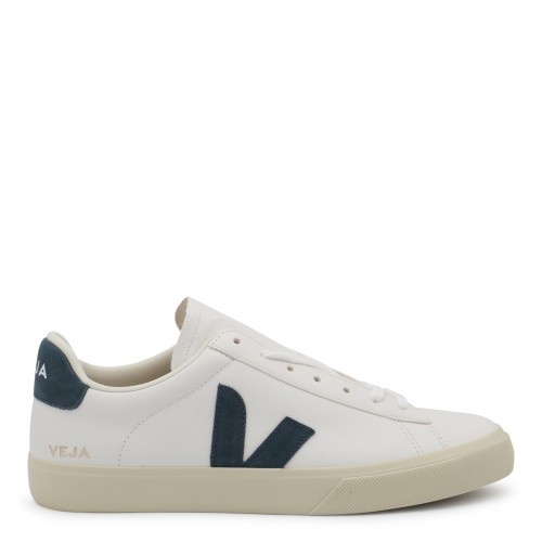 WHITE AND NAVY LEATHER CAMPO SNEAKERS