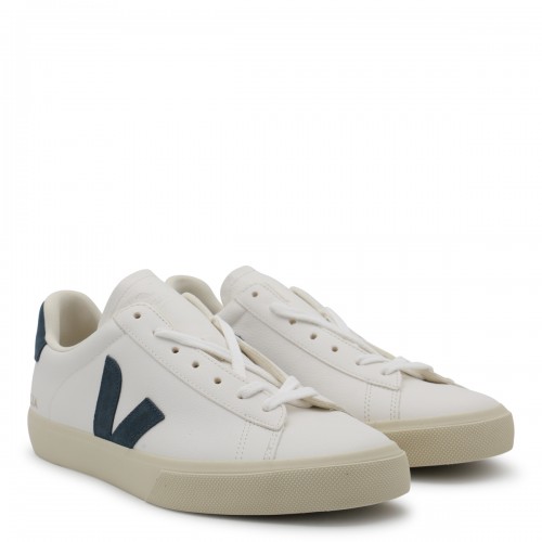 WHITE AND NAVY LEATHER CAMPO SNEAKERS