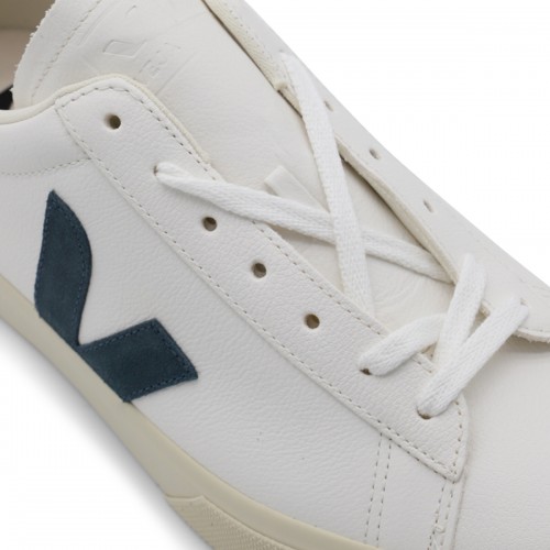 WHITE AND NAVY LEATHER CAMPO SNEAKERS