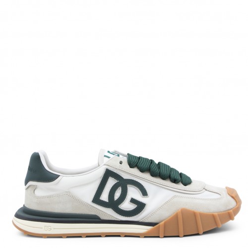 IVORY AND GREEN LEATHER SNEAKERS