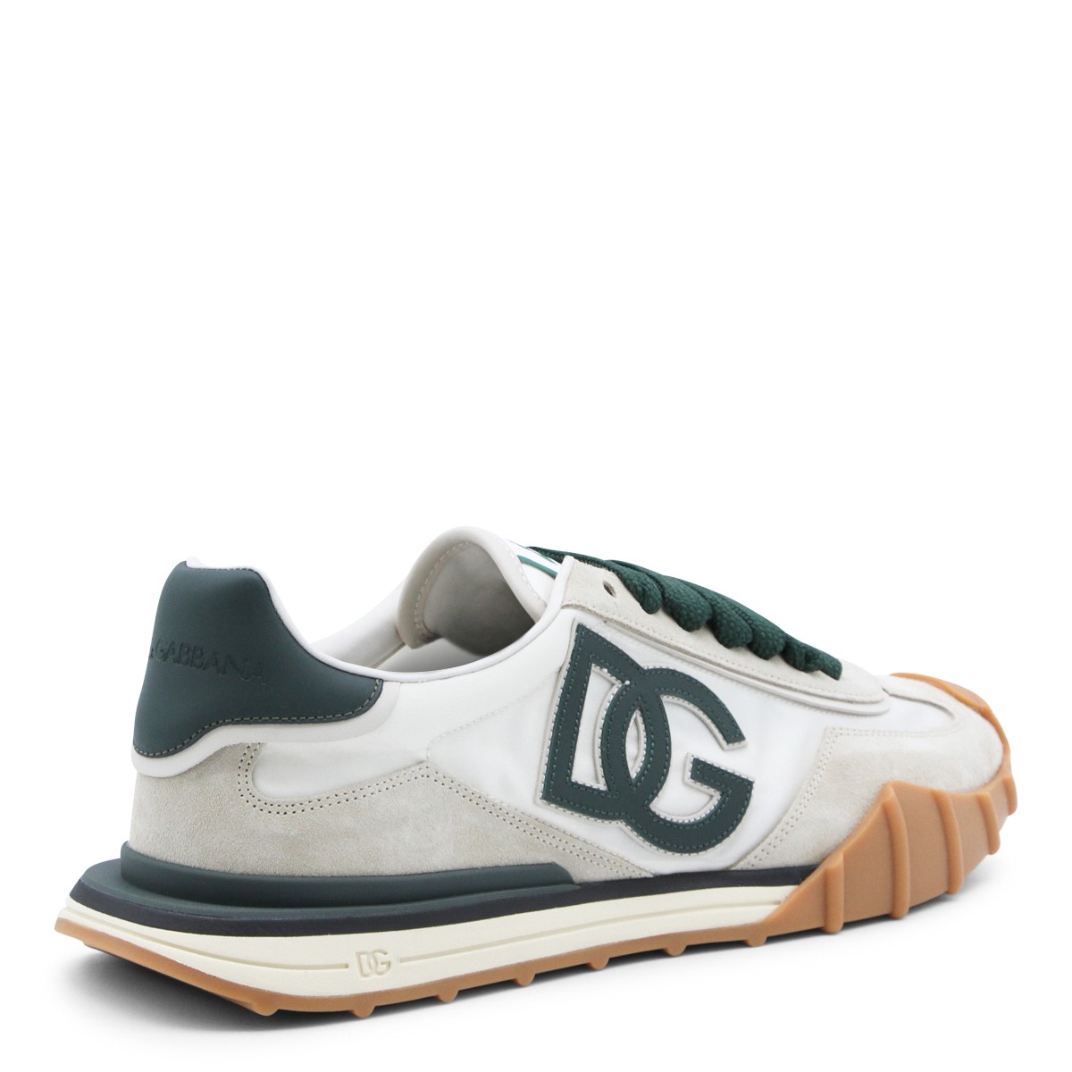 IVORY AND GREEN LEATHER SNEAKERS