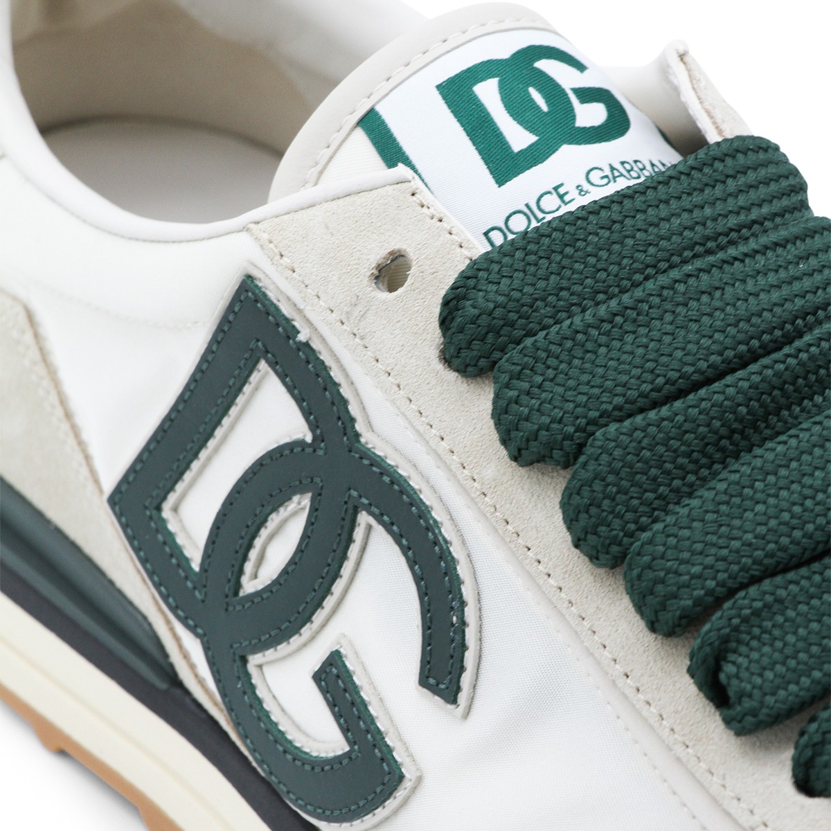 IVORY AND GREEN LEATHER SNEAKERS