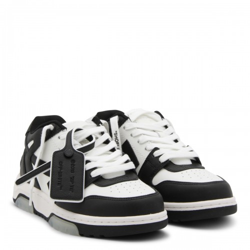 WHITE AND BLACK LEATHER OUT OF OFFICE SNEAKERS