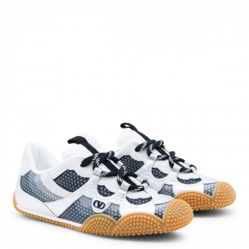 WHITE AND BLACK LEATHER AMPHIBIA SNEAKERS