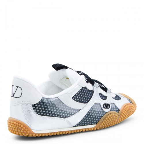 WHITE AND BLACK LEATHER AMPHIBIA SNEAKERS