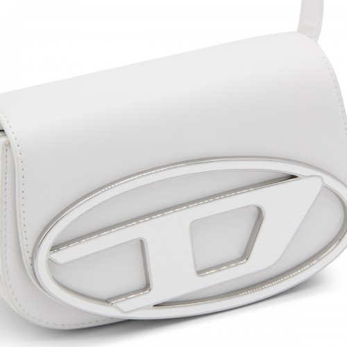 WHITE LEATHER 1DR SHOULDER BAG