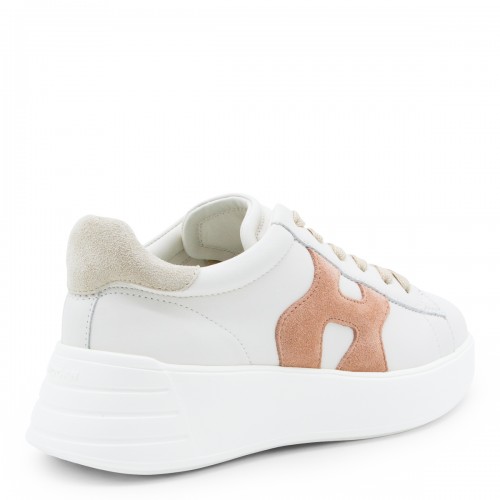 WHITE AND PINK LEATHER REBEL SNEAKERS