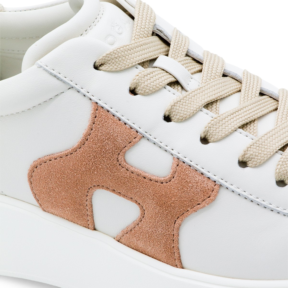 WHITE AND PINK LEATHER REBEL SNEAKERS