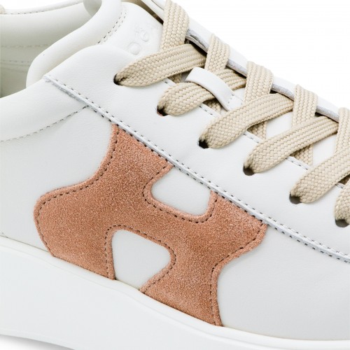 WHITE AND PINK LEATHER REBEL SNEAKERS