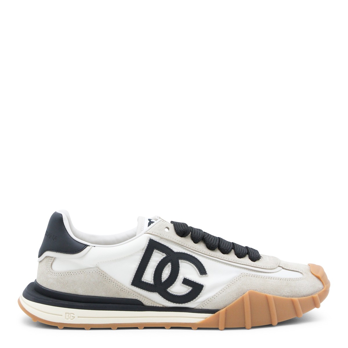 IVORY AND BLACK LEATHER DG SNEAKERS