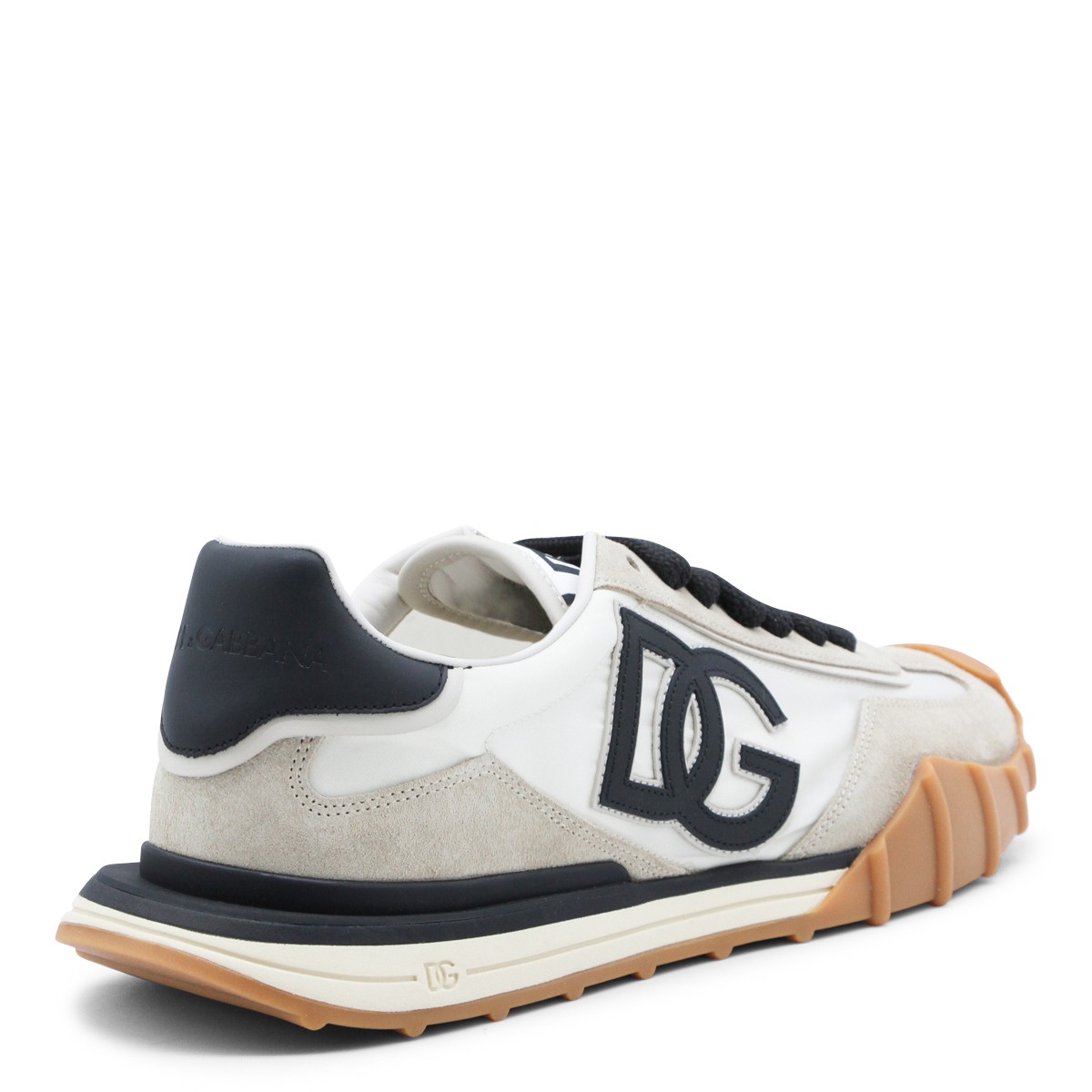 IVORY AND BLACK LEATHER DG SNEAKERS