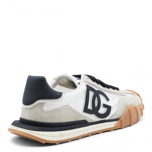 IVORY AND BLACK LEATHER DG SNEAKERS