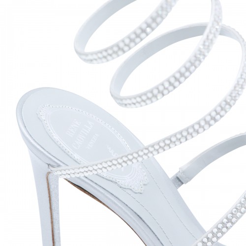 SILVER LEATHER CLEO SANDALS
