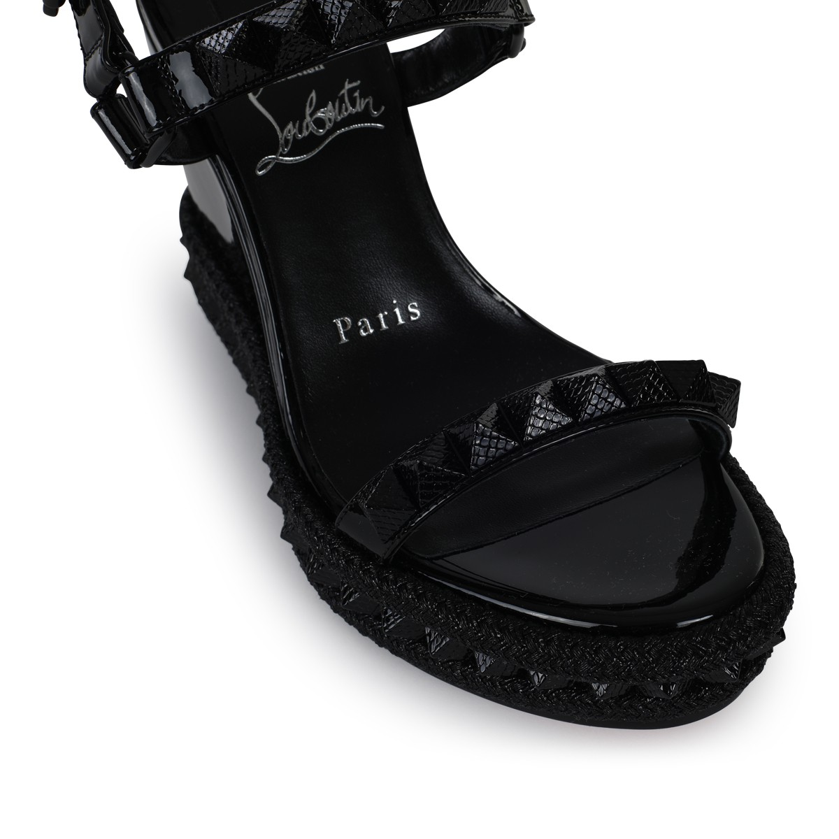 BLACK LEATHER PYRACLOU SANDALS