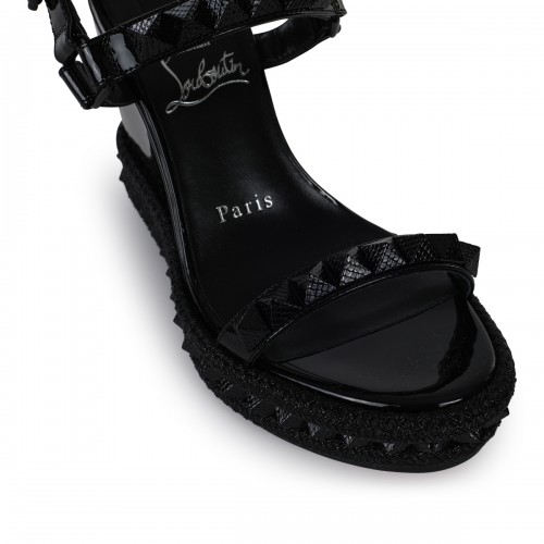 BLACK LEATHER PYRACLOU SANDALS