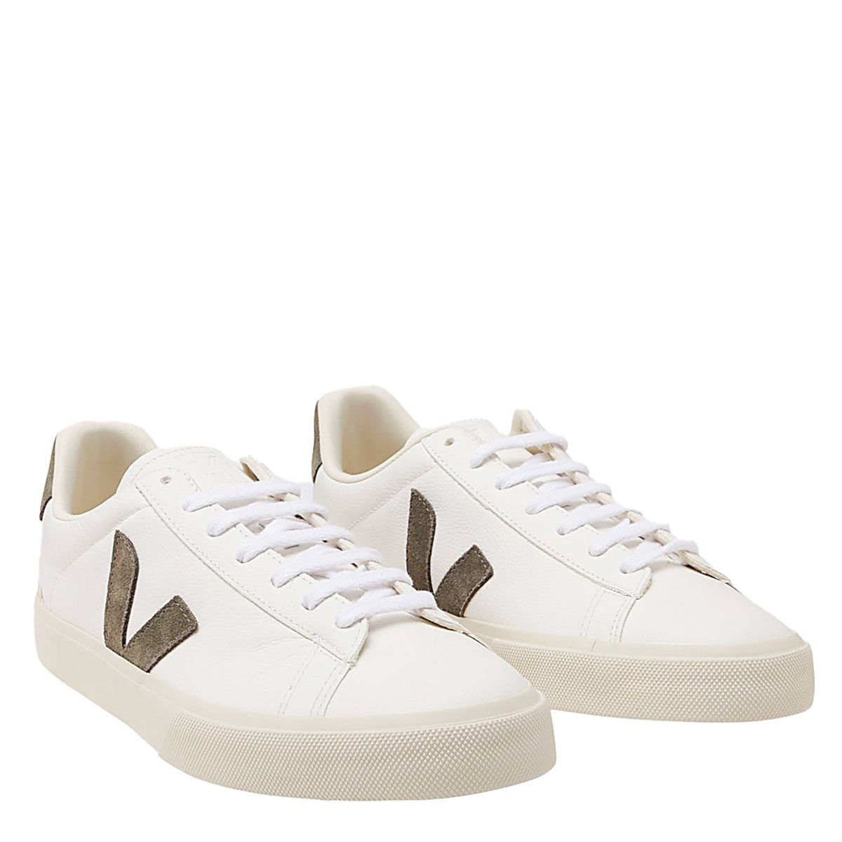 WHITE AND BROWN LEATHER CAMPO SNEAKERS