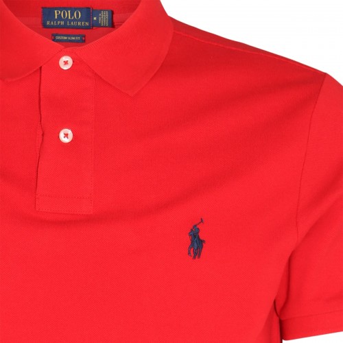 BRIGHT RED COTTON POLO SHIRT