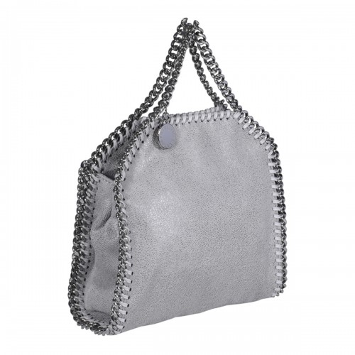 PEARL GREY FAUX LEATHER TINY FALABELLA TOTE BAG