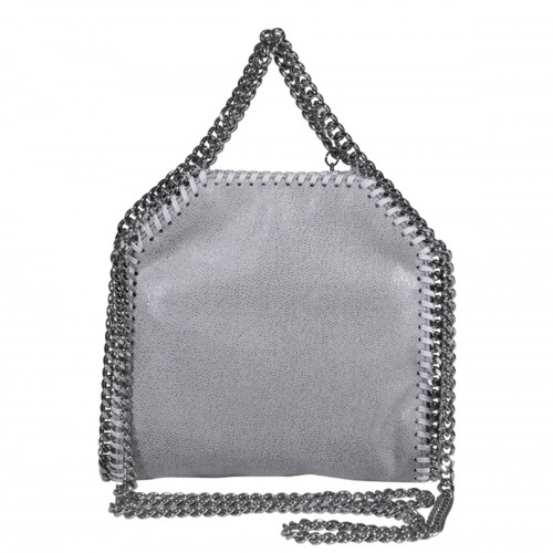 PEARL GREY FAUX LEATHER TINY FALABELLA TOTE BAG