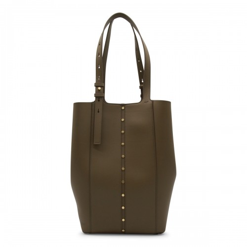 KHAKI LEATHER NORTH SOUTH TOTE