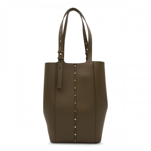 KHAKI LEATHER NORTH SOUTH TOTE